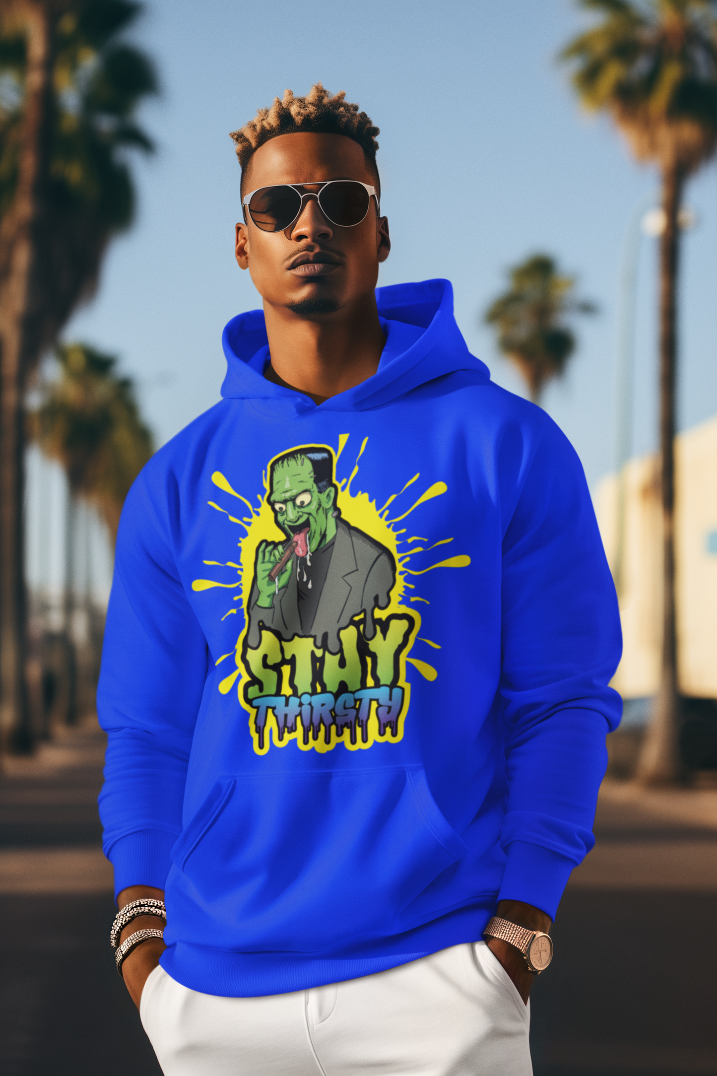 Men’s Stay Thirsty Blue Smart Hoodie